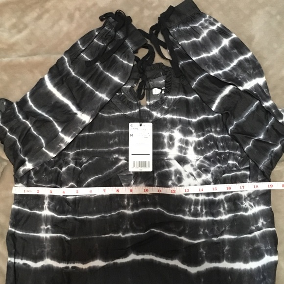 MANGO Tie Dye Ruffle Long Sleeve Knot Wrist Blouse - Picture 7 of 7